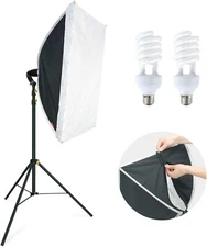 LINCO 1 Softbox Light Stand Photo Studio Continuous Lighting Kit with 2 Bulb