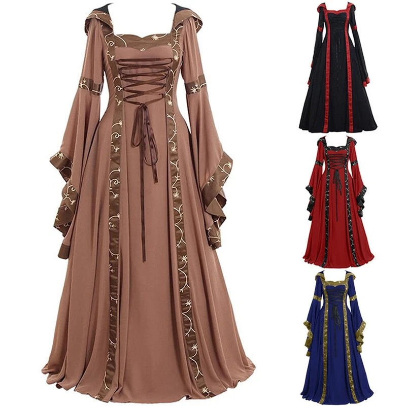 Hot Medieval Dress Women Vintage Victorian Renaissance Gothic Costume Gown Dress - Image 2 of 4