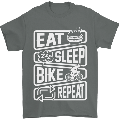 Cycling Eat Sleep Bike Repeat Funny Bicycle Mens T-Shirt 100% Cotton - Picture 79 of 101