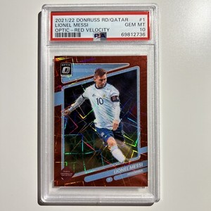 2021-2022 Donruss Optic Road To Qatar - LIONEL MESSI RED VELOCITY PSA 10 POP 24