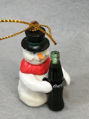 Coca~Cola SNOWMAN WITH BOTTLE AND TOP HAT CHRISTMAS HOLIDAY ORNAMENT - Picture 6 of 6