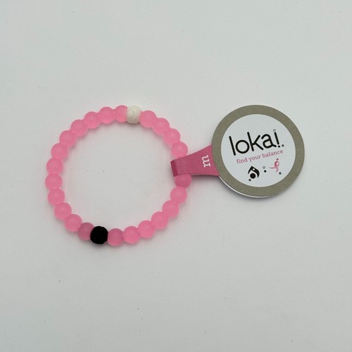 New Lokai Bracelet Pink Beads Breast Cancer Awareness Slide On Style Medium - Picture 6 of 7