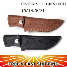 Leather Sheath Fixed Blade Straight Knife 6/7" Leather Sheath Scabbard Pouch US