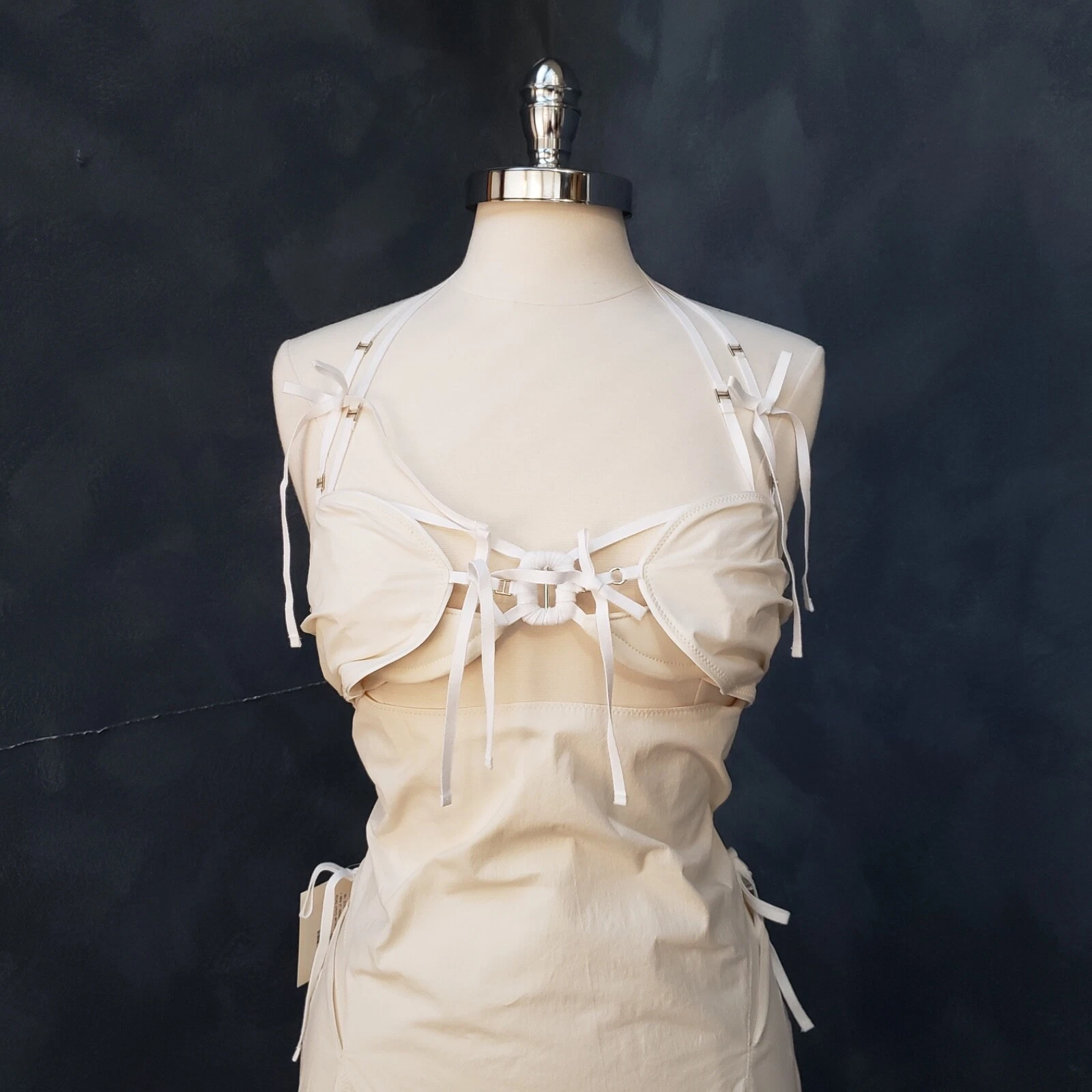 Jacquemus — Jacquemus Off-White Cotton Corset Midi Dress 10 NWTs