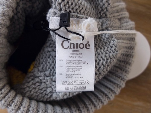 CHLOE Paris gray zig zag knit cotton wool blend beanie hat Size Small / 56 - Picture 4 of 5