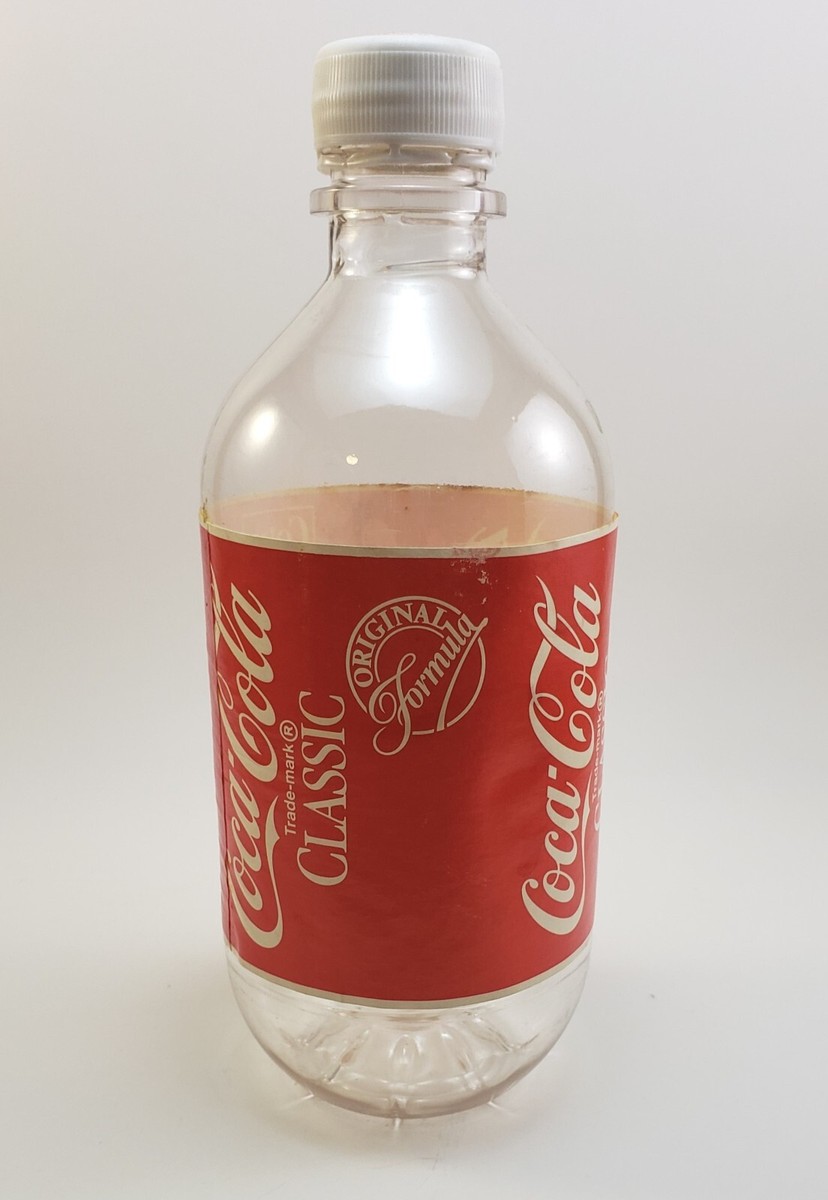 Vintage 1990s Coca-Cola Classic 16 oz Plastic Bottle with Red