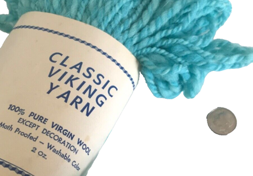 Lot of 7 Vintage Virgin Wool Yarn, Chunky Moth Proofed 2oz Aqua Classic Yarn Sho - Picture 3 of 3
