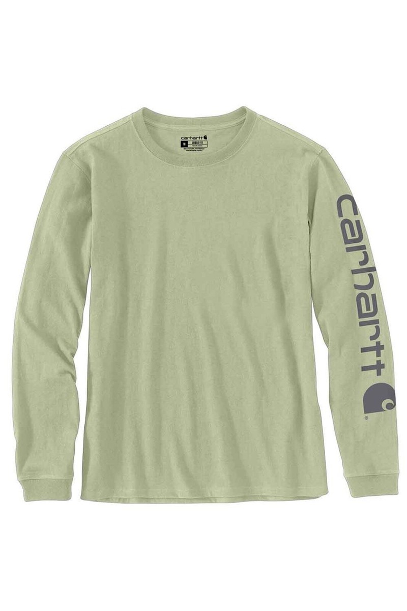 Carhartt Long Sleeve Logo T-Shirt for Women in Sagebrush