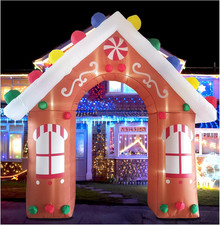 10FT Christmas Inflatables Gingerbread House Archway Outdoor Decorations, Giant