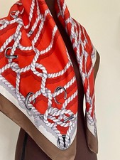 New Unisex Gucci Silk Scarf Logo Orange Ropes Print Nautical with Gucci Gift Box