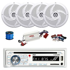 Pyle BT Marine CD Stereo Receiver, BT Amp w/Kit, 4X 5.25" 180W Speakers,Wire