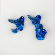 Lot of 7  Blue Bird of Happiness  Signed Leo Ward  Ron Ray Art Glass 89 05 Big