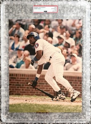 1990 s Sammy Sosa  Sosa Watches Another One Fly  PSA Type 1 Original Photo