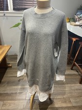 Oversized Light Gray Sweater Dress W White Shirttails Time And Tru S Academia