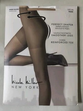 Nicole Miller NY Sheer Shaper Pantyhose Tights Size AB Nude Den -20 Shaping Fit