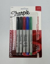 Sharpie 37675WC Permanent Markers, Ultra Fine Point, Assorted Colors, 5 Count