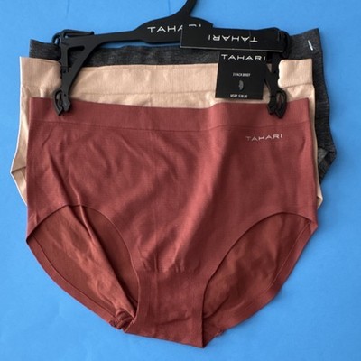 NWT $38 Tahari Women's Seamless Brief Panties 3 Pack L Stretch Apple Butter 