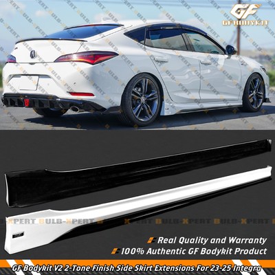 GF Bodykit For 23-26 Acura Integra DE4 V2 Pearl White Black Side Skirt Extension