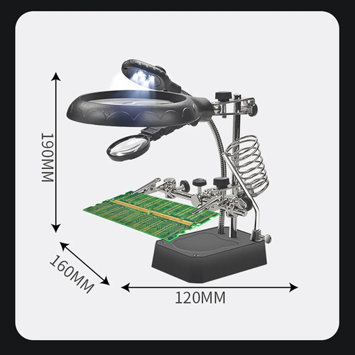Lente d'ingrandimento con luce led saldatura elettronica per saldatura funziona terza mano - Foto 2 di 13