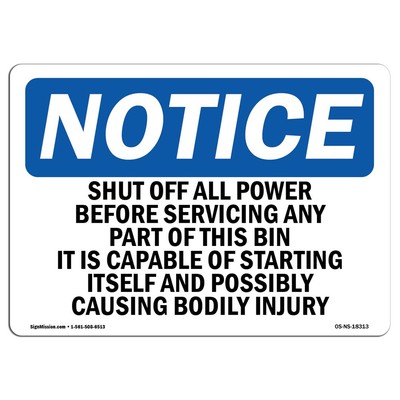 OSHA Notice Signs - Shut Off All Power Before Servicing Any | Vinyl Label Dec...