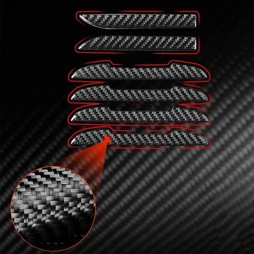 6PCS Rearview Mirror Anti-Scratch Strip Trim Carbon Fiber Protector Four Season - Image 3 of 4