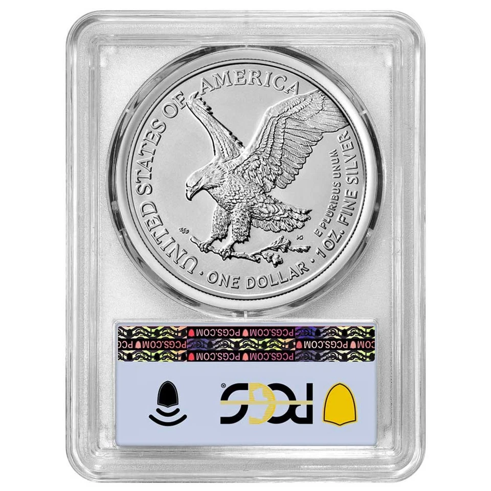 Preventa - Etiqueta bandera American Silver Eagle 2026 (W) $1 graduación profesional MS70 FDOI Foto 2 de 3