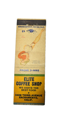 ELITE COFFEE SHOP Matchbook Matchcover - SACRAMENTO, CALIFORNIA