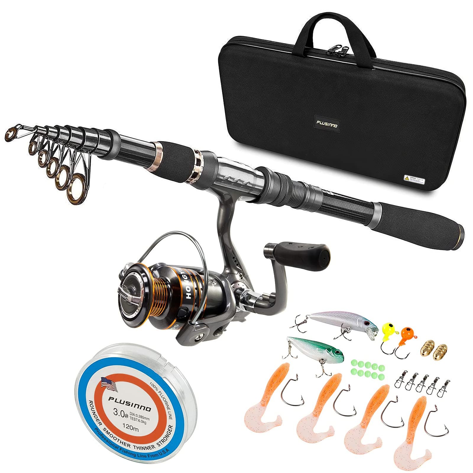 Telescopic Fishing Rod and Reel Combos Full Kit, Carbon Fiber Fishing Pole, 1...