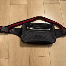 GUCCI GG Sherry Line Body Shoulder Bag Ziplock Leather PVC Black Silver Hardware