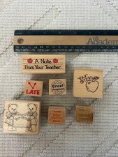 Stampin' Up! "Teacher Time" Set of 7 Rubber/Wood Stamp Made in the USA