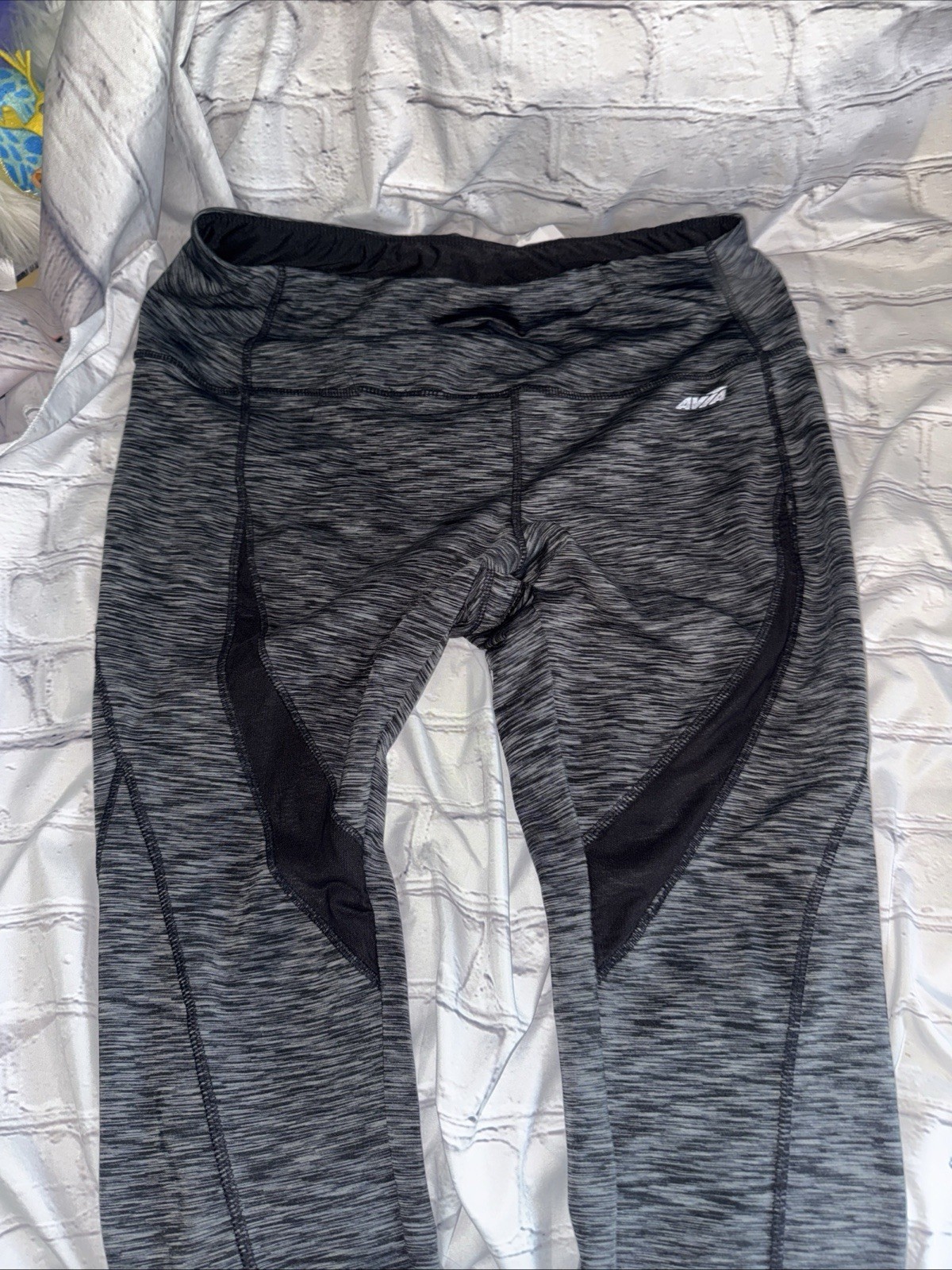 Avia Activewear Women's Yoga Capri Pants   Large Workout Blended Black And Gray