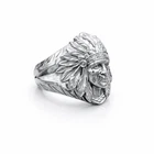 Indian Chief Head Ring 925 Sterling Silver Handmade Men s Biker Statement Ring