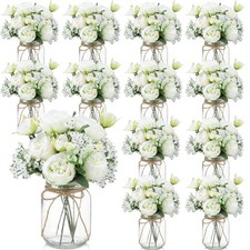12 Sets Mason Jar Flowers Centerpiece Table Decorations,Green