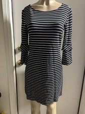 Ann Taylor Black And White Striped Stretch Dress Size 4 New