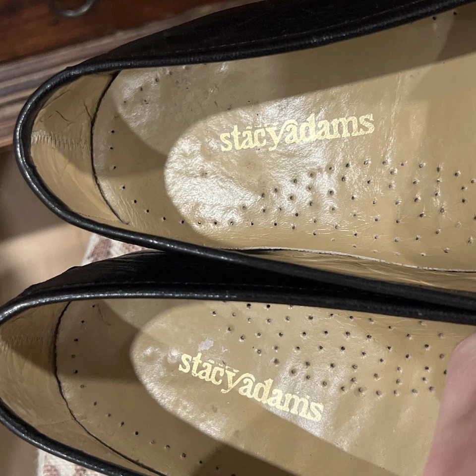 Mocasines vintage Stacy Adams de cuero hipster con flecos y hebilla para hombre talla 10,5 M Foto 3 de 4