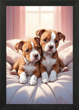 Poster Pitbull Puppies con cornice wall art poster stampa su tela quadro