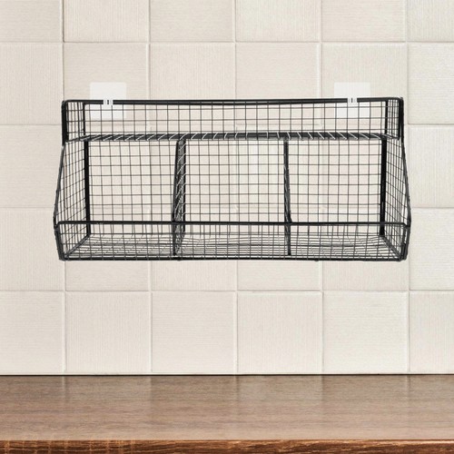 Kitchen Shelf Metal Wire Wall-mounted Storage Baskets Hanging Vegetable Fruit - Picture 9 of 12