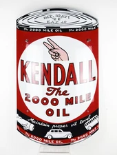 Nice Porcelain Curved Kendall Motor Oil Can Sign Rare
