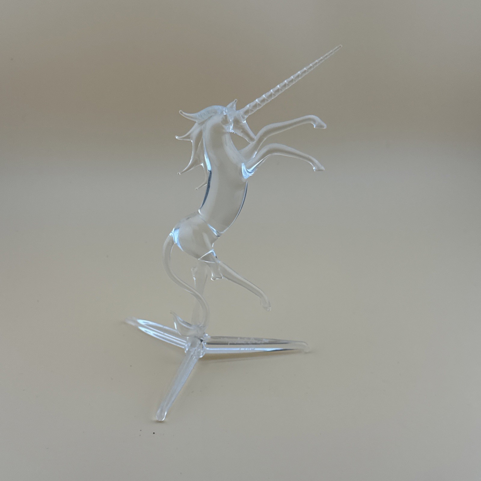 Beautiful Glass Blown Unicorn Figurine Signed and Dated 1985