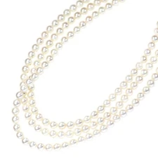 K14WG Ako Pearl Necklace Diameter Approx. 4.4-4.9mm, 3 rows - Auth free shipping