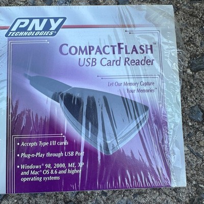PNY CompactFlash CF Card Reader USB Vintage 2002 Type I/II Sealed New Old Stock