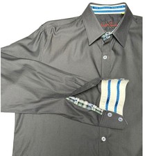 Robert Graham Men's Charcoal Tailored Fit Button Down Long Sleeve Shirt Size L