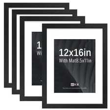 12x16 Picture Frame 4 Pack, Black Wood Poster Frame, Tempered Glass, Display ...