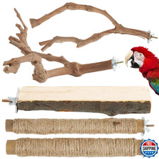 Bird Perch Stand, Pole Standing Natural Wood Bird Perch Set 5PCS Paw Grinding Fo