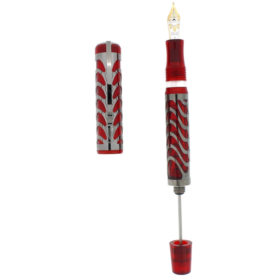 2023 VISCONTI RUBY RED LTD ED 135/388 STERLING SKELETON 18K M NIB FOUNTAIN PEN - Image 4 of 4