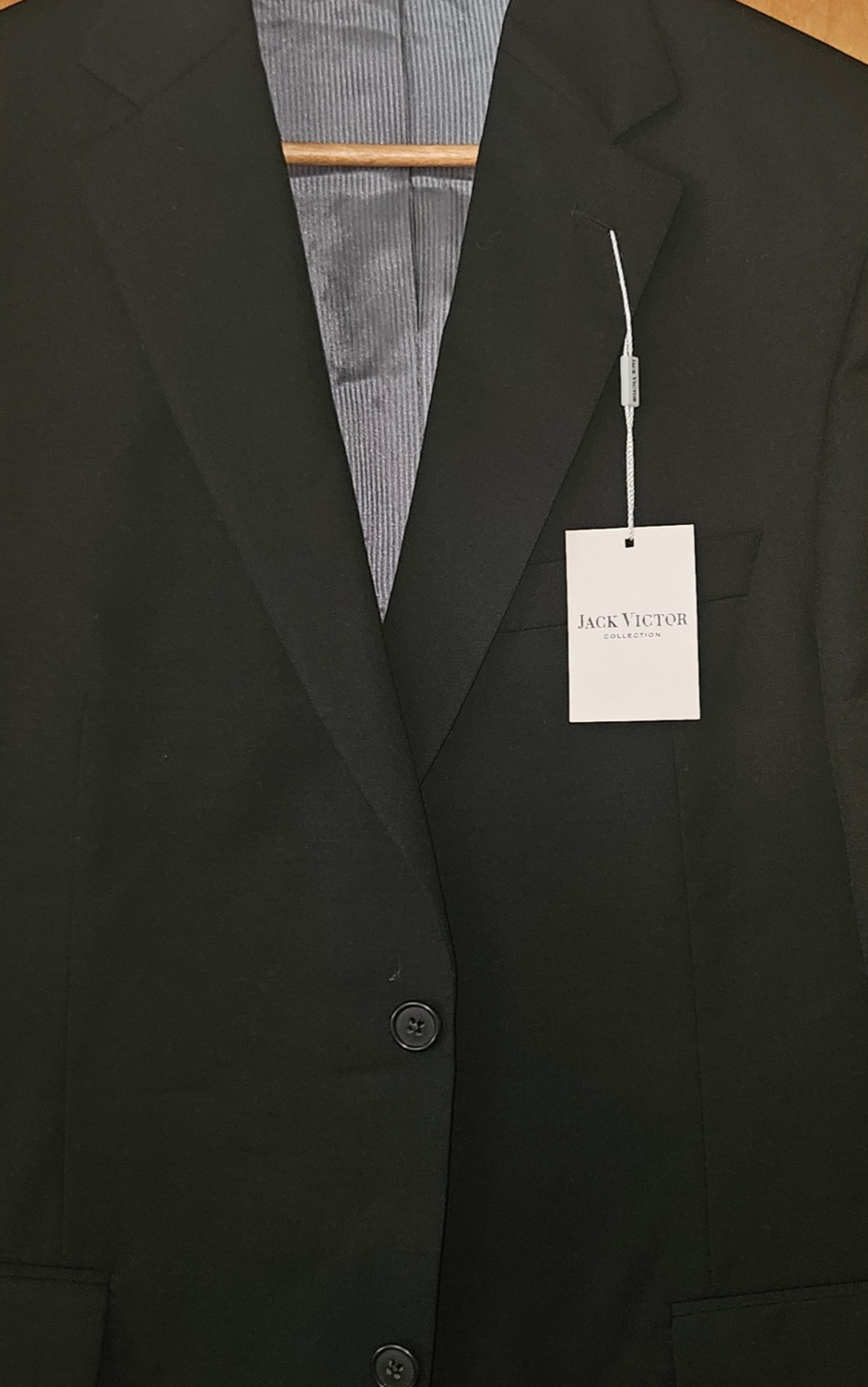 Victor Button JACK VICTOR Solid Black Blazer Pure Wool Canada Classic Fit 40R NWT ...