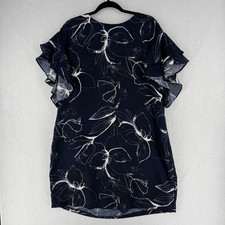 Vince Camuto Dress Womens 16W Navy Night Sky Utility Twist Floral Ruffle Shift