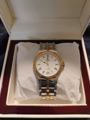 Cyma le Locle Men's Sapphire Crystal Watch. Stainless Steel And 18k Gold Bezel