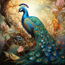 Modern Animals Birds Peacock Flowers Home Decor Wall Art Canvas Print Painting 2