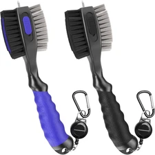 2 Pack Golf Club Brushes and Groove Cleaner 2 Ft Retractable Zipline Carabiner O